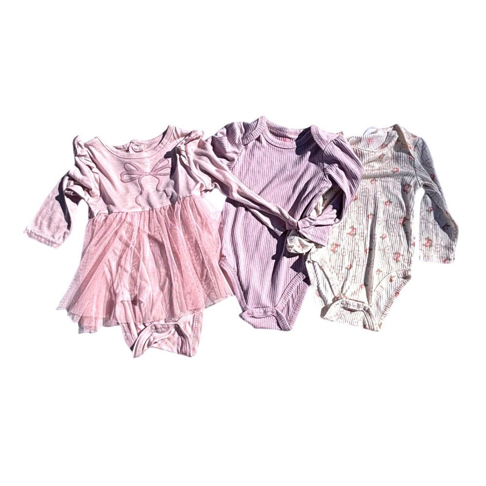 Cozy Couture Baby Bodysuit Set 6-9m Pink Purple Bamboo Tutu Floral NWT 3pc - Picture 2 of 11